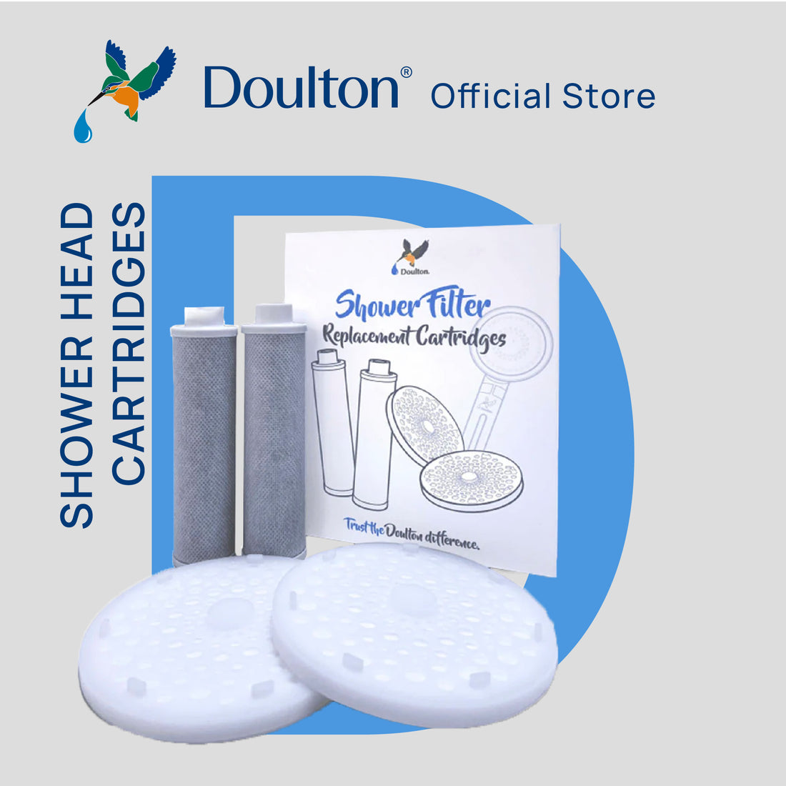 Doulton® Filtered Water Shower Head REFILL – Dual Filter, Chlorine &amp; Sediment Reduction