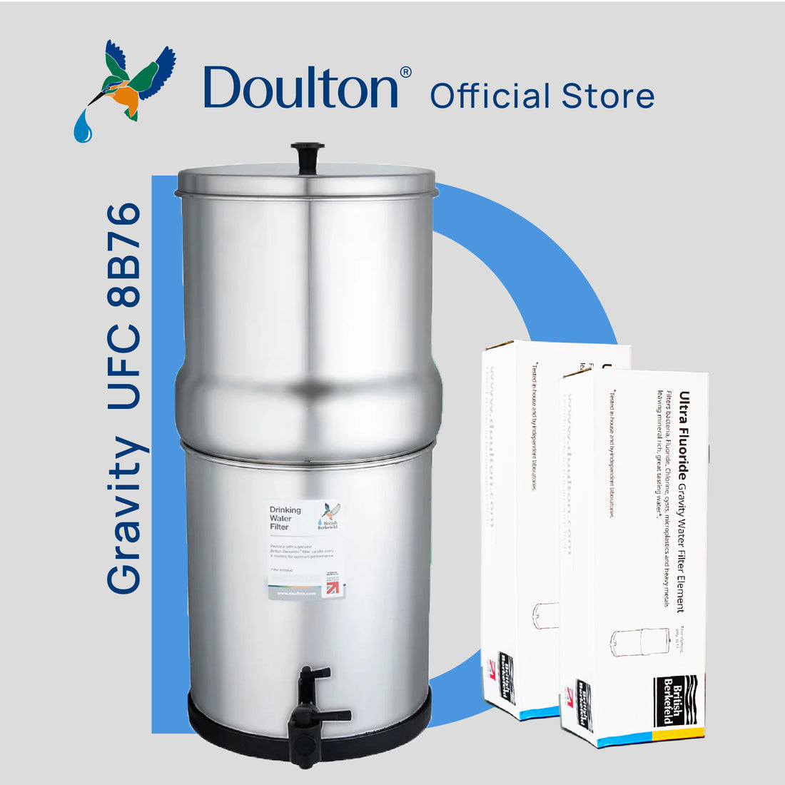 Doulton® Portable Stainless Steel Gravity UFC (8B76) Ultra Fluoride Water Filter Purifier System