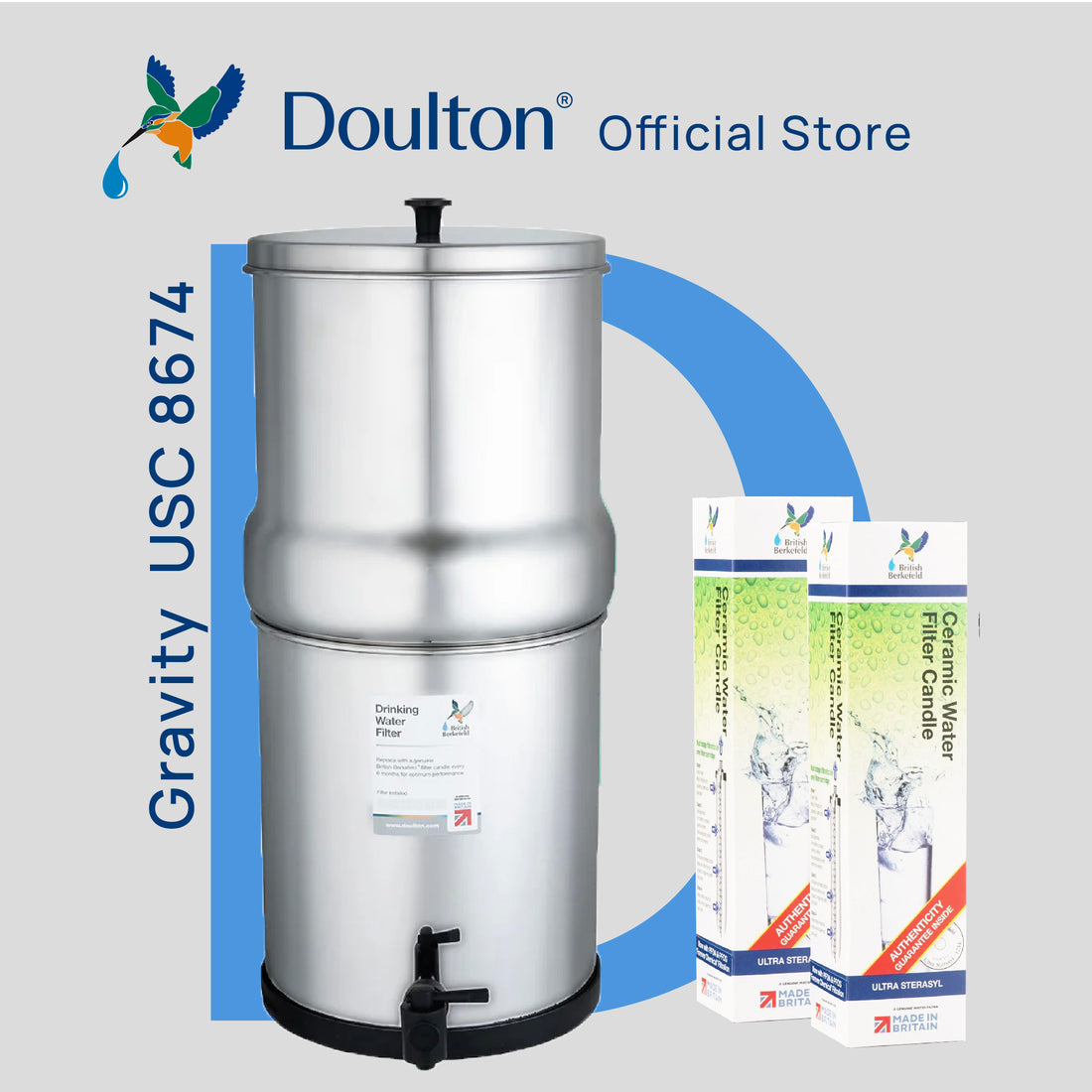 Doulton® Portable Stainless Steel Gravity USC (8674) Ultra Sterasyl Water Filter Purifier System