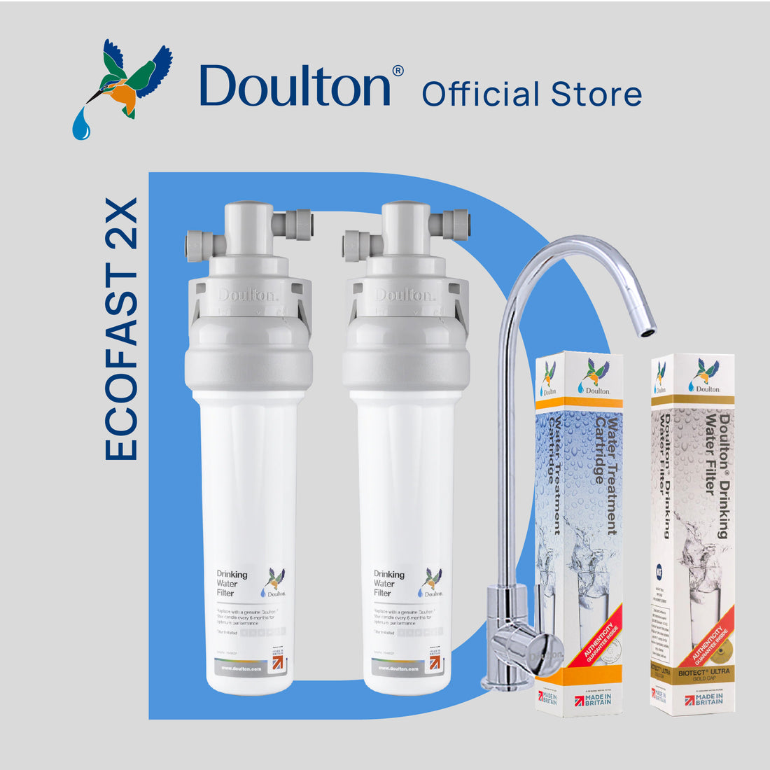 [Free Installation] Doulton® 2X QT Ecofast FRC (9B04) BTU (2501/2504) Fluoride Reduction + Biotect Ultra Water Filter Purifier System