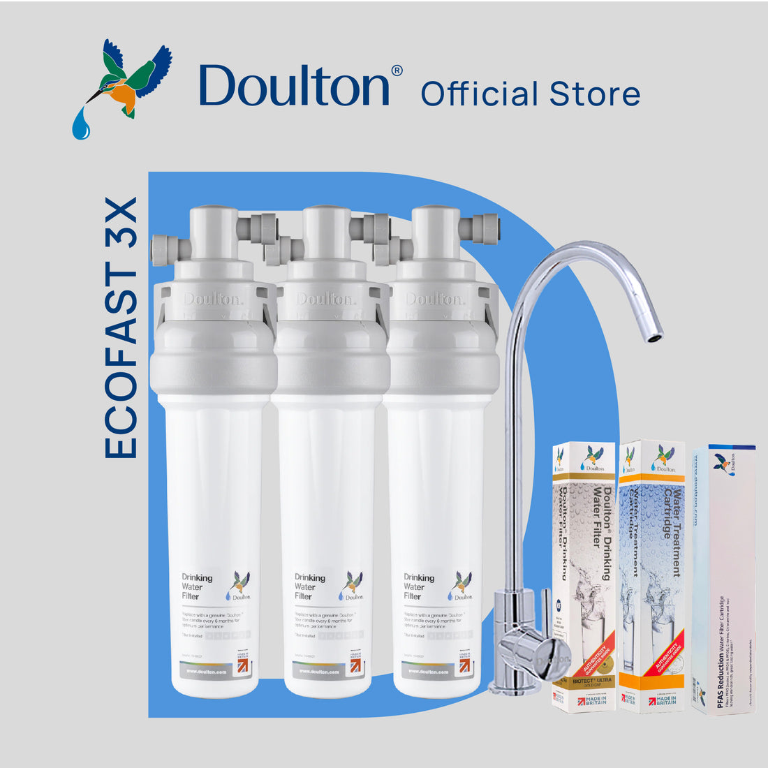 [Free Installation] Doulton® 3X QT Ecofast FRC (9B04) PFAS (9H04) BTU (2501/2504) Fluoride Reduction + PFAS + Biotect Ultra Water Filter Purifier System